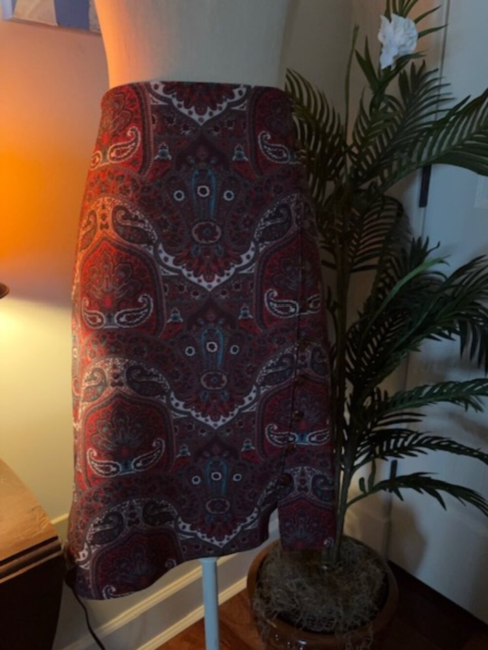Talbots Paisley Multi Colored Substantial Knee Length Skirt Size 6
